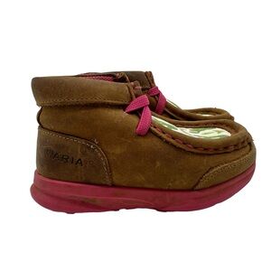 Ariat Toddler Lil Stompers Girls Leather Boots Brown Pink Cactus Spitfire Print